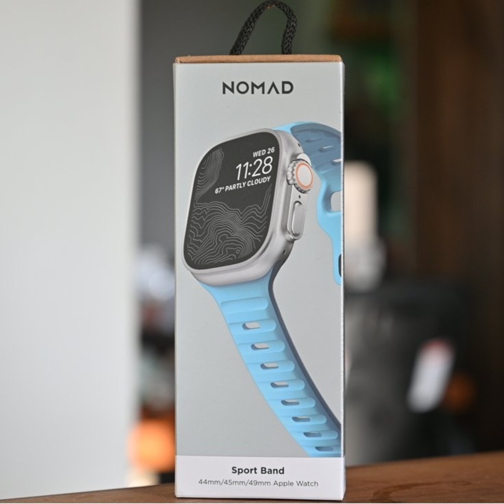 Nomad Goods Electric Blue Sport Band for Apple Watch 44 45 49 Ultra